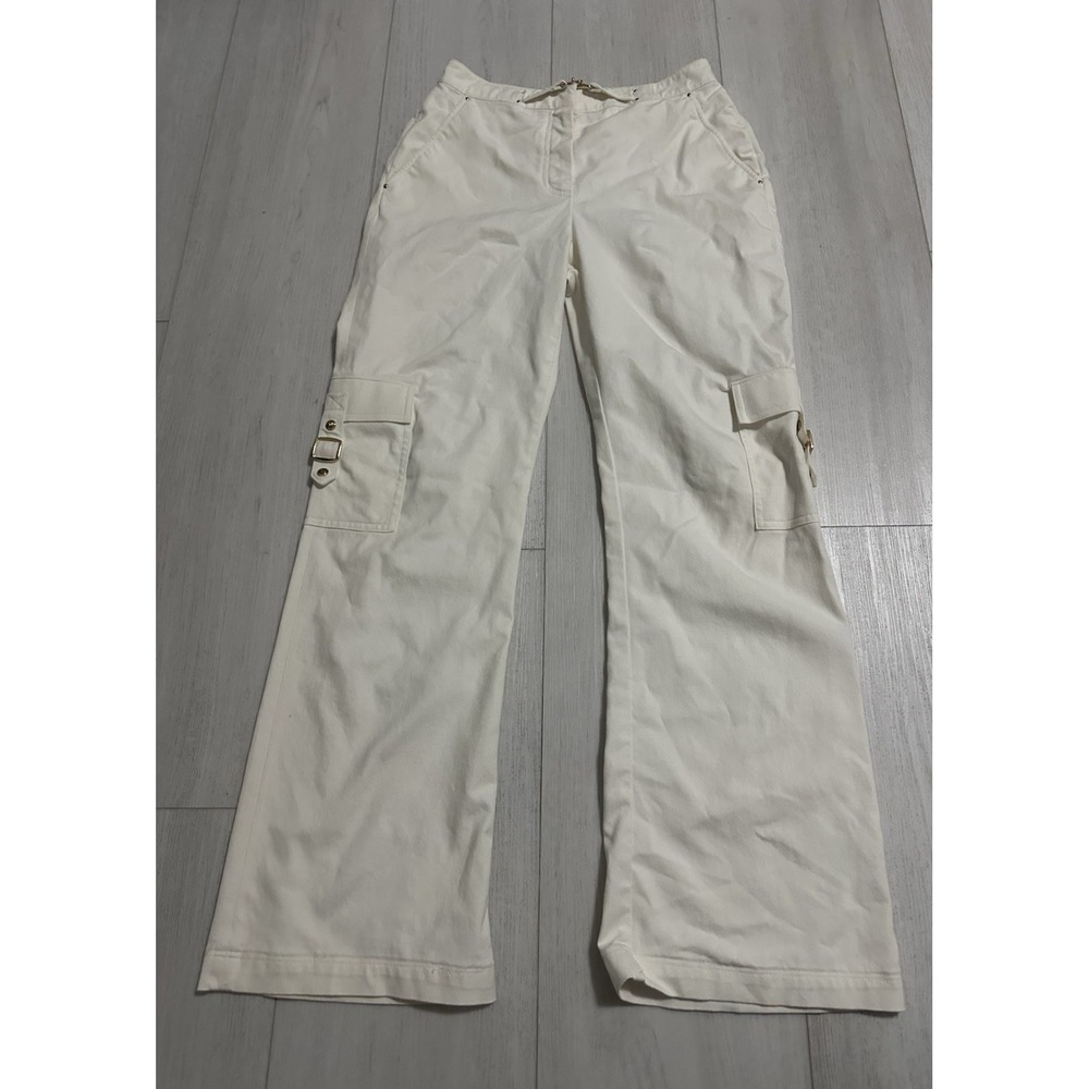 St‎ John Sport Essentials By Marie Gray Pants Sz 6 Ivory Belted Gold Hardware